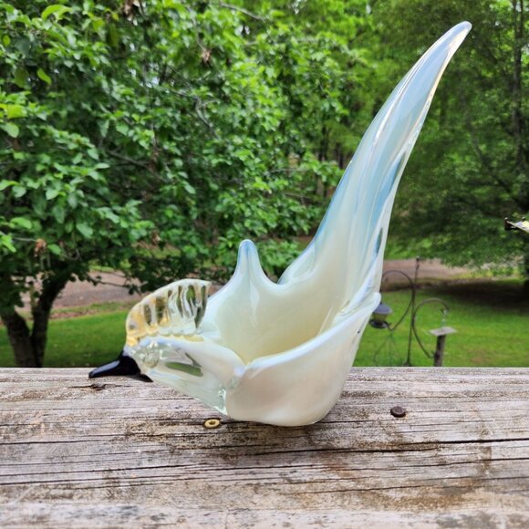 Vintage Murano Style Sommerso Art Glass Bird Sculpture With Gold Flecks And Opal - Picture 8 of 10